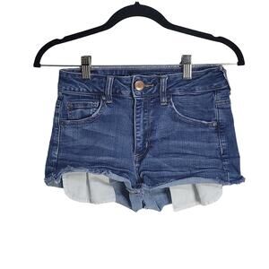American Eagle Hi-Rise Shortie Denim Jean Shorts Womens Size 4